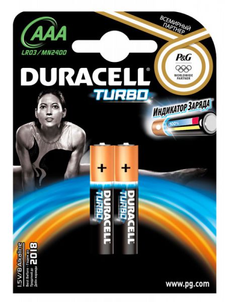 Батарейка Duracell Turbo LR03-2BL AAA (2шт. уп)