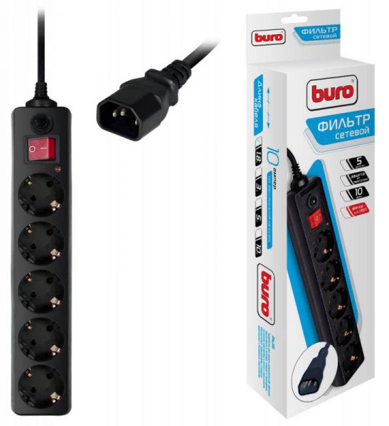Сетевой фильтр Buro 500SH-1.8-UPS-B черный